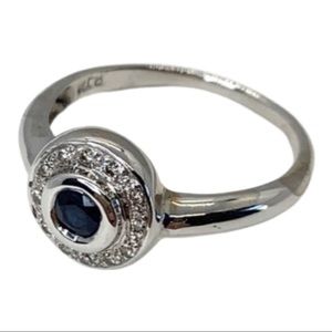 14k white gold Sapphire diamond ring